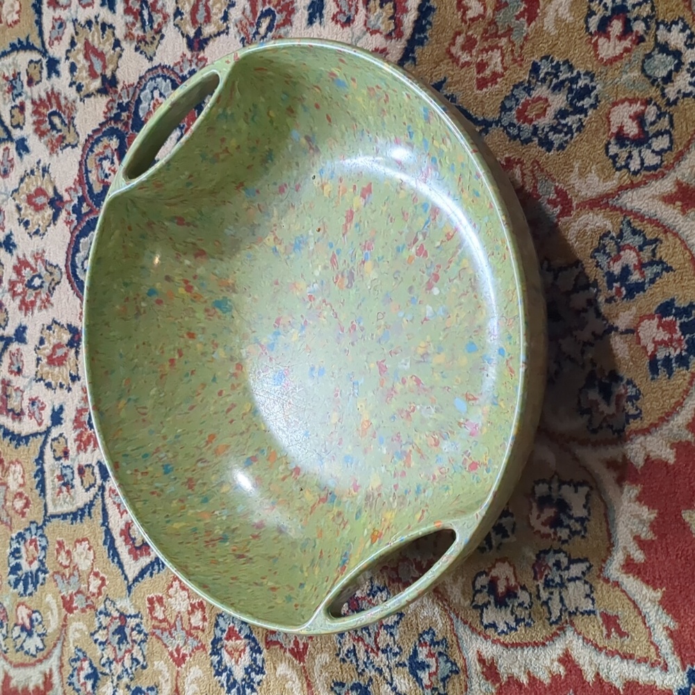 Double Handled Midcentury Texas Ware Confetti Bowl End of Day Splatter Pattern